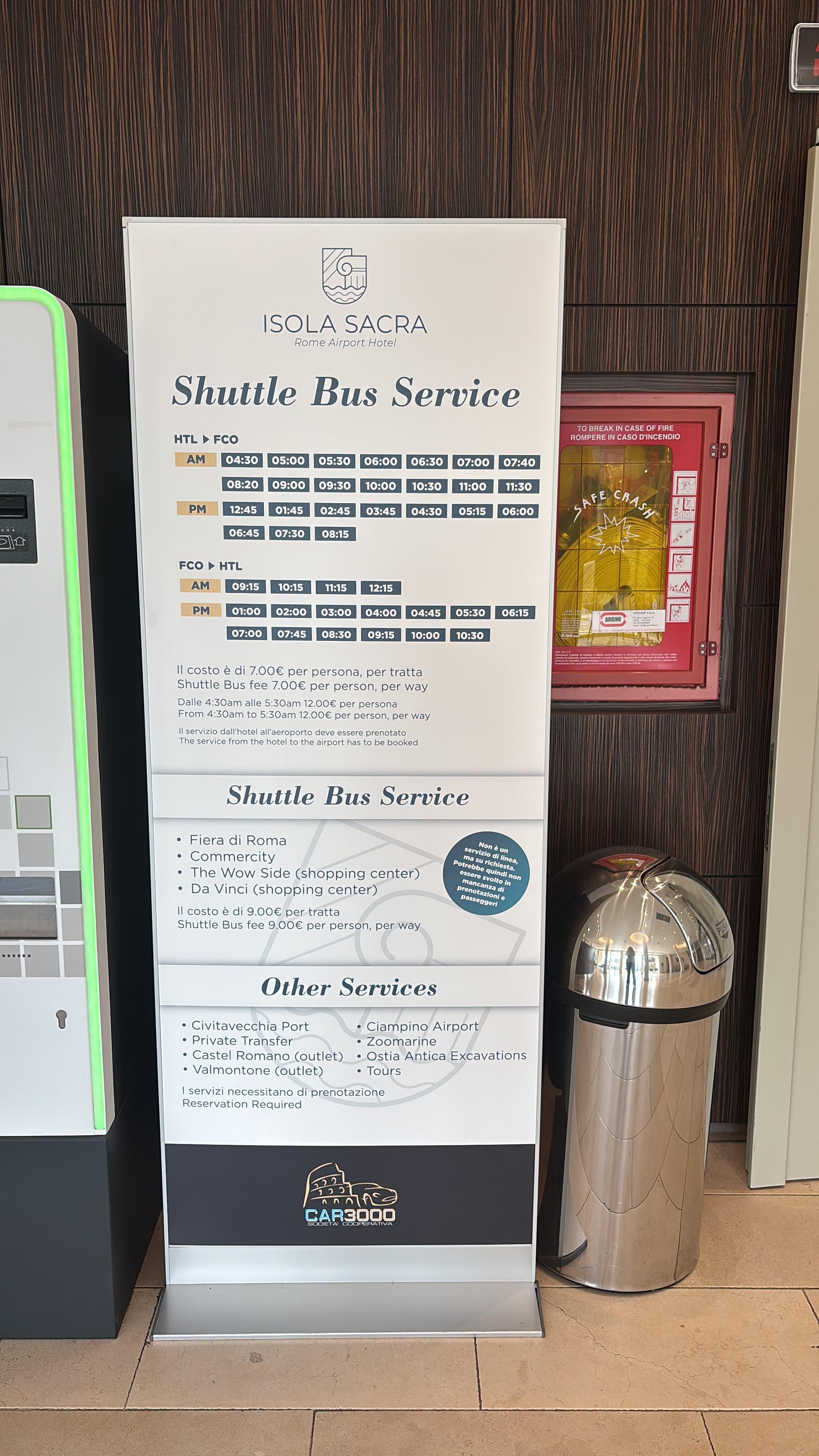 Bus schedule and cost 