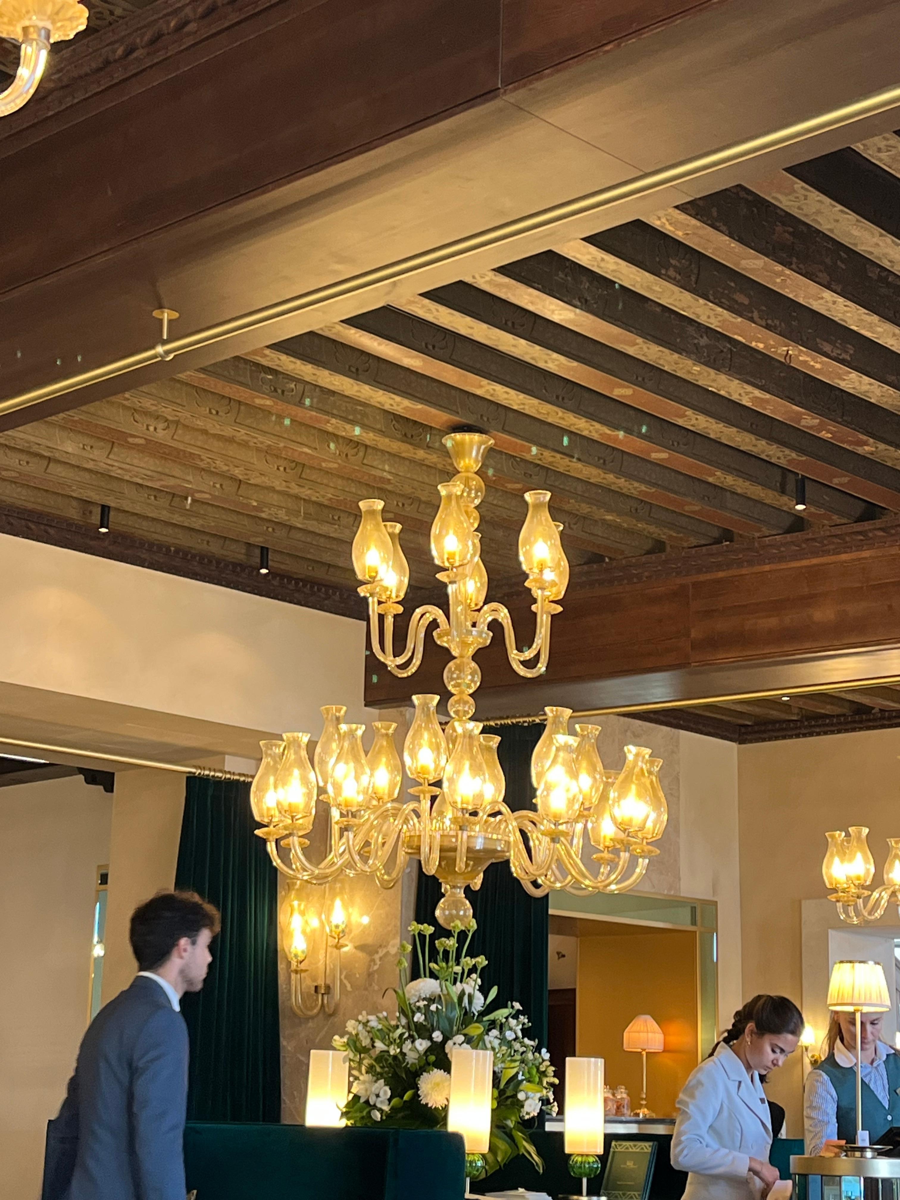 The fabulous chandeliers and Murano glass everywhere!