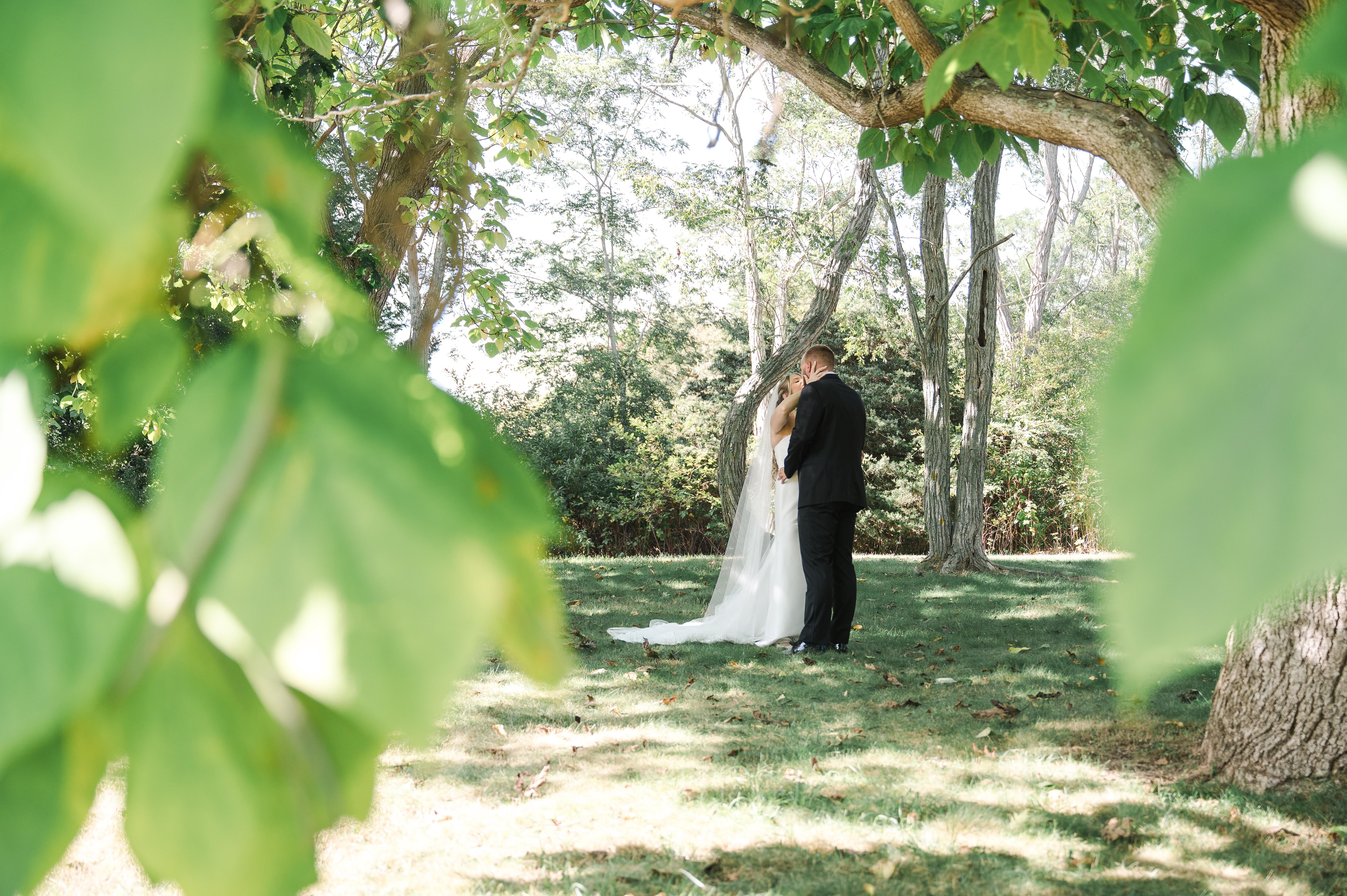 Our daughter & groom had first look photos in yard 
