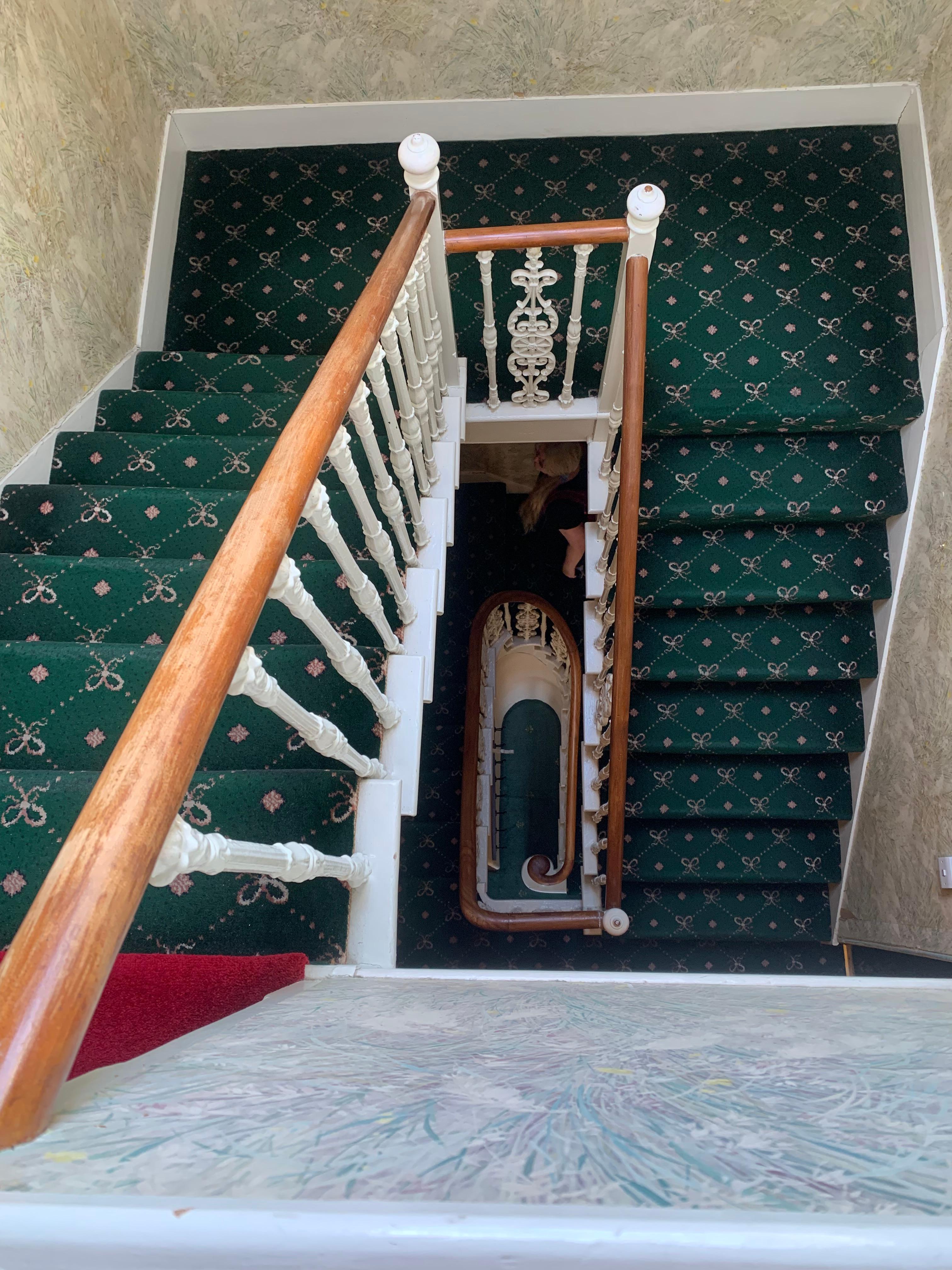 Steep dated stairs 