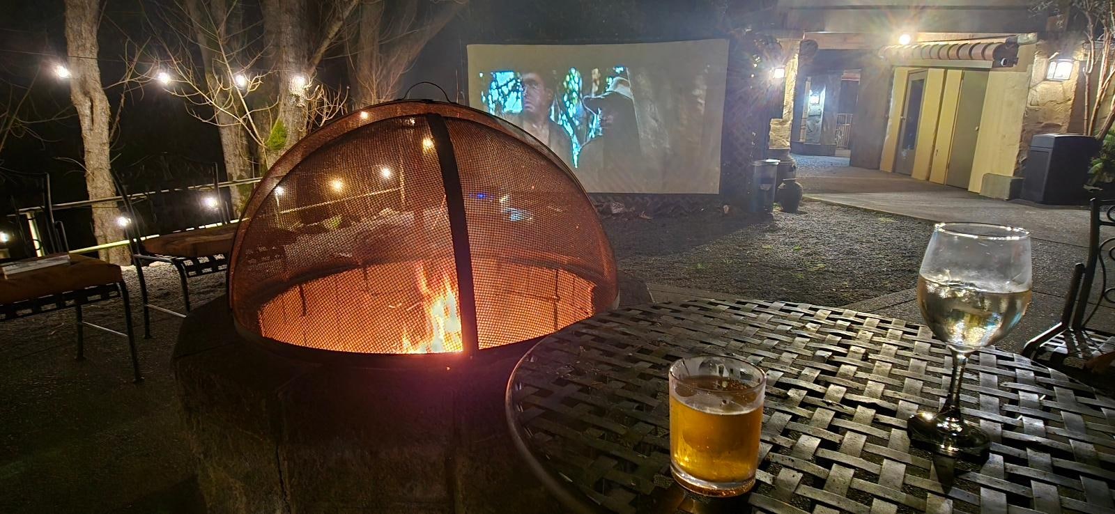 Movie night in courtyard