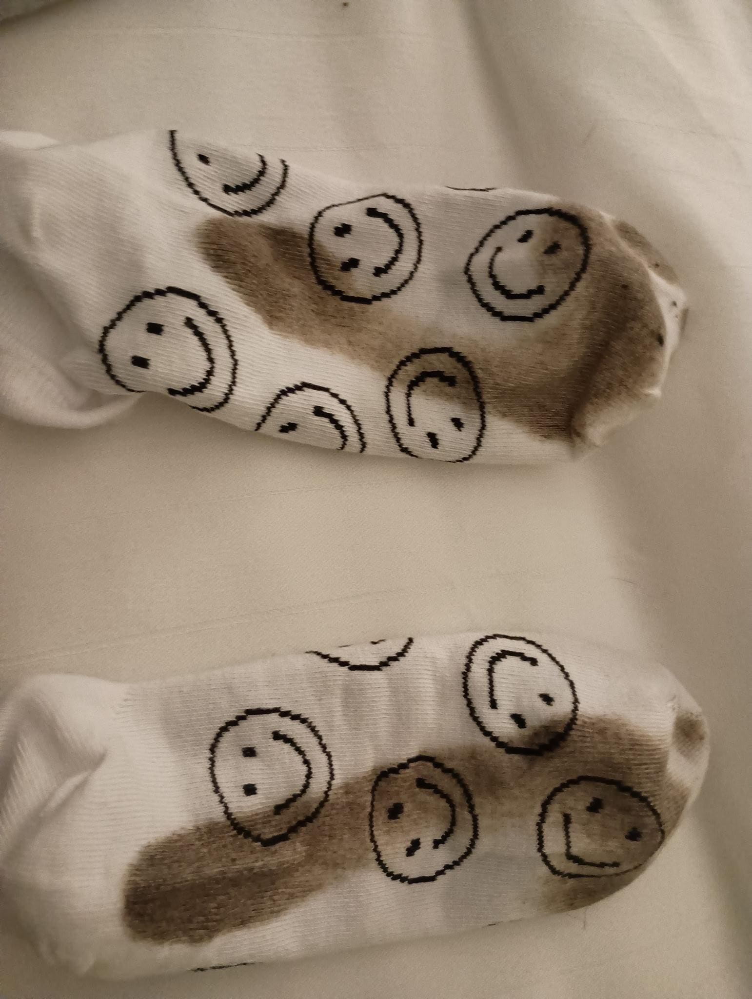 Socks only worn for about 5 minutes.