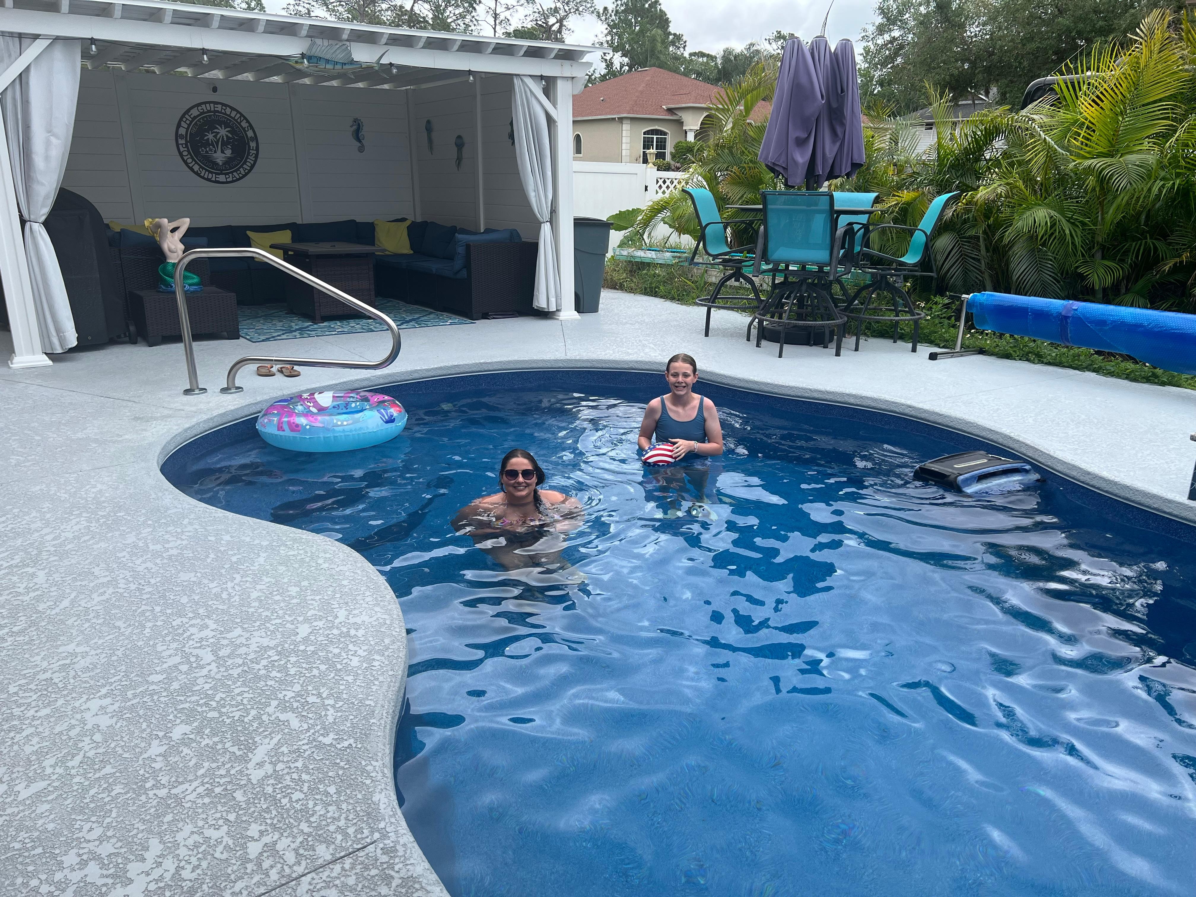 Our two granddaughters having fun on bring break, 