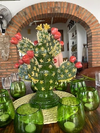 This cactus sculpture was perfect on the main dining table