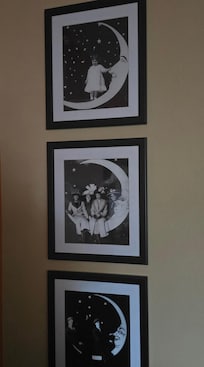 Pictures in the room.