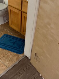 Hole in the bathroom door.