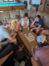 Family game time was a big hit. The weather didn't dampen our spirits.