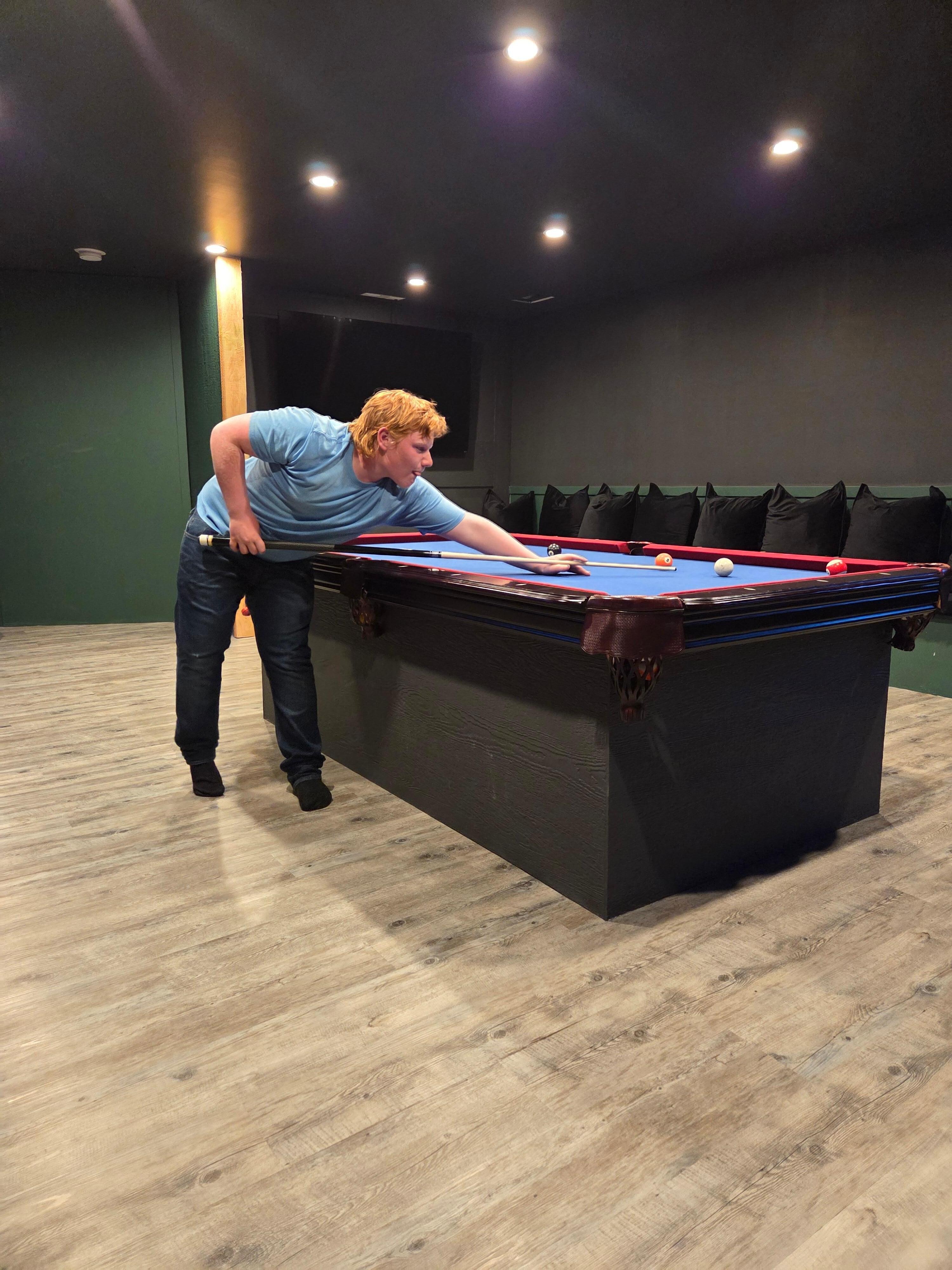 We both had a blast playing pool.