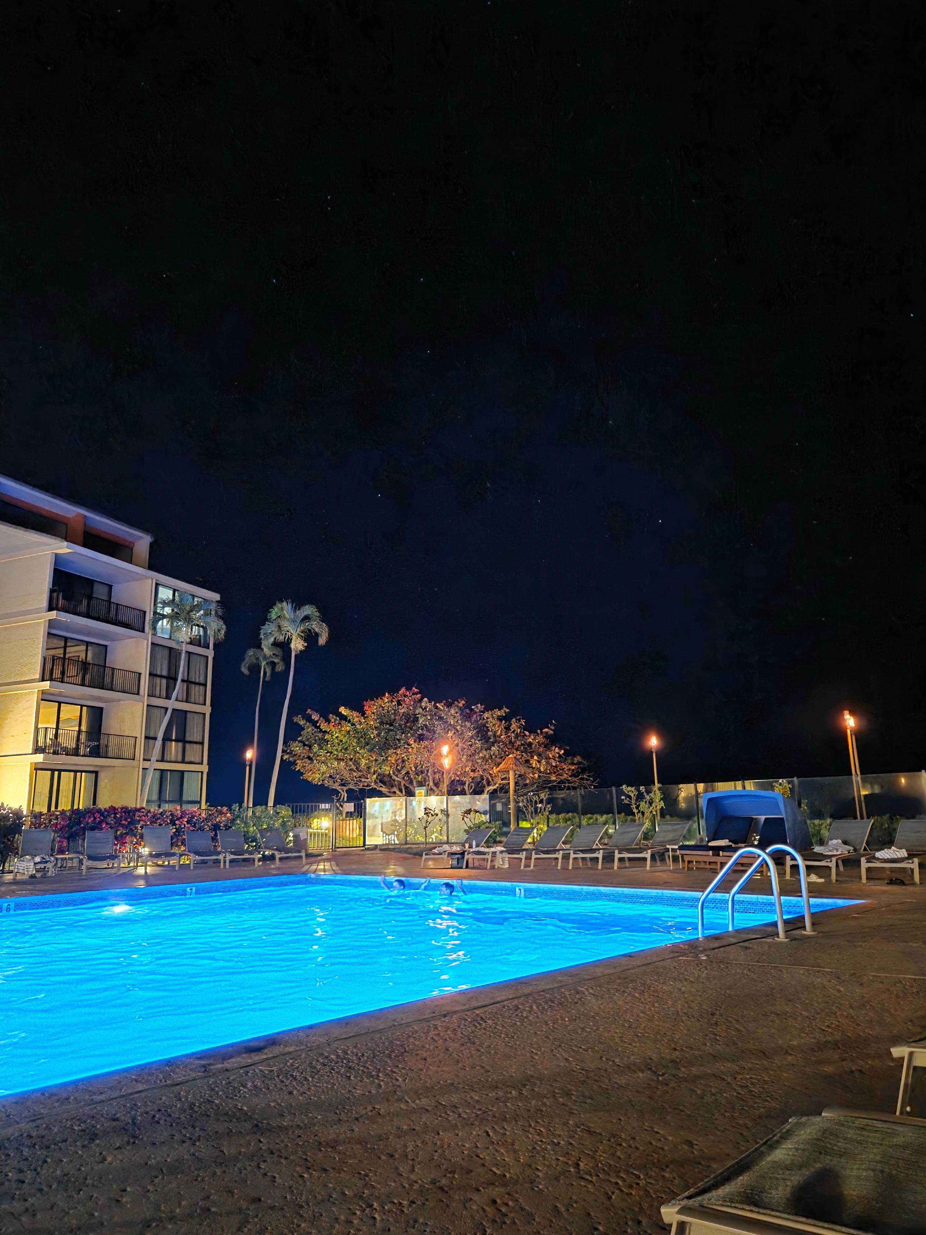 Night time swim in the beach side pool.