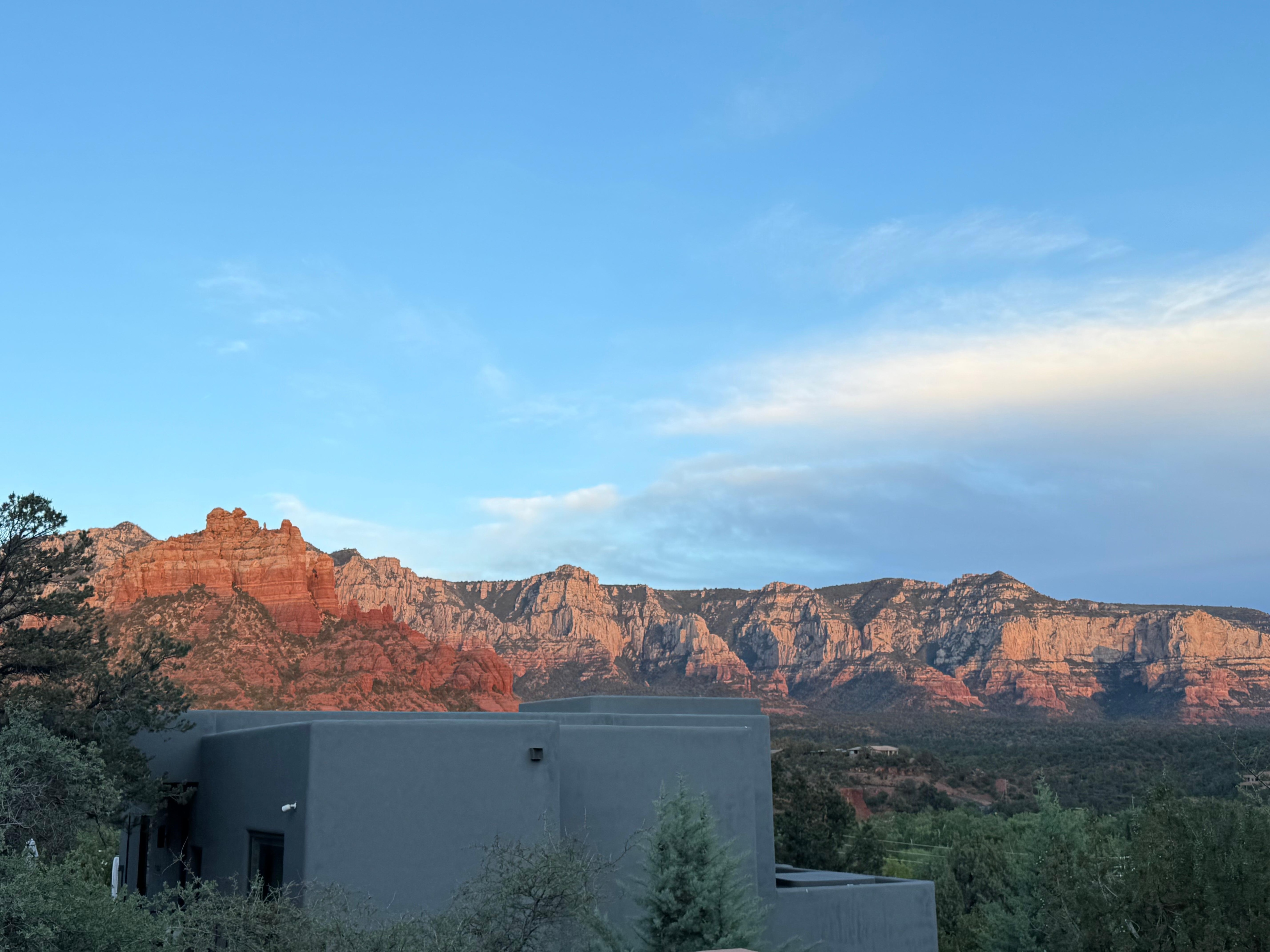 Views of the red rocks at sunset from the backyard 