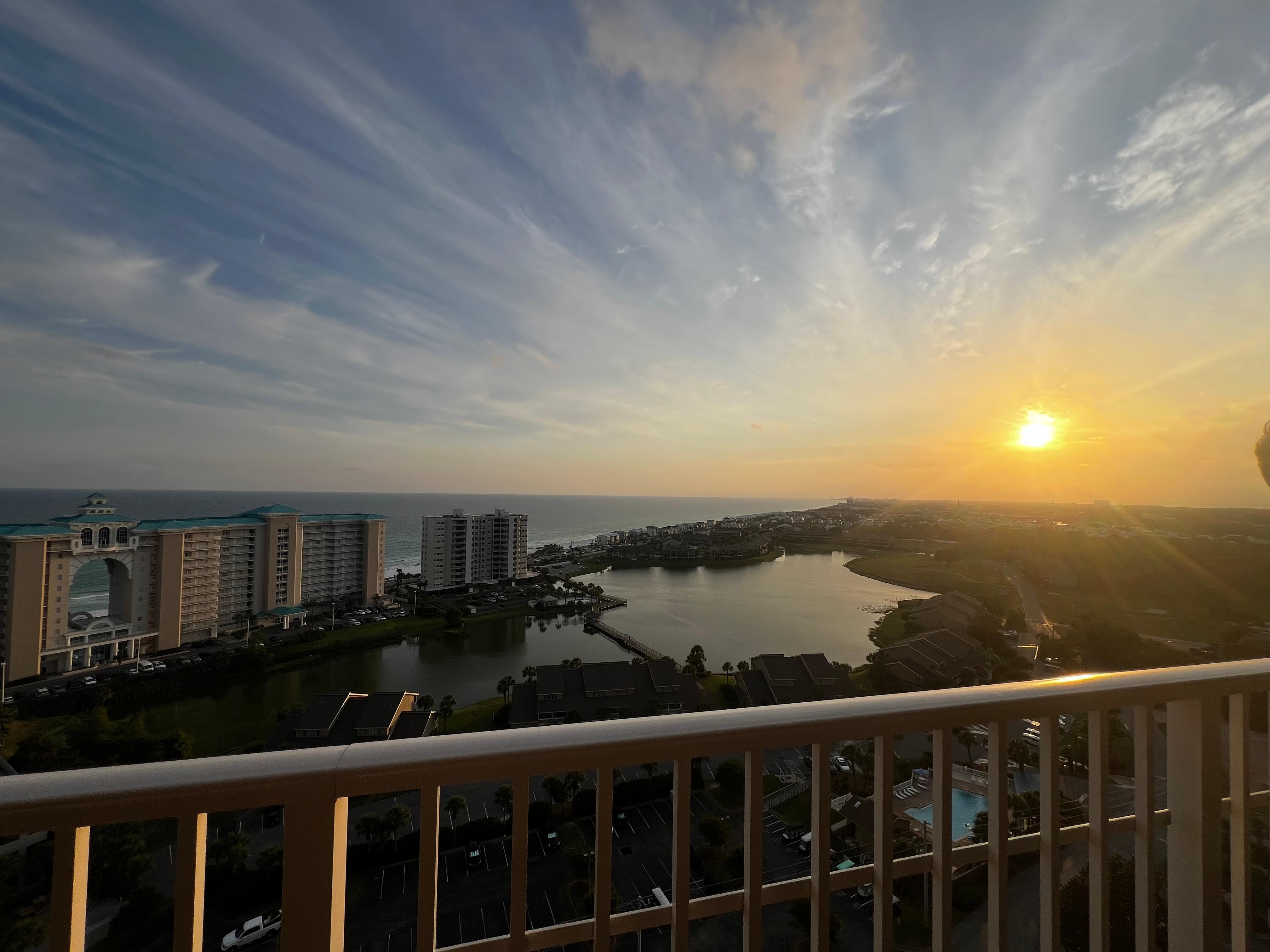 Sunset from main LARGE balcony.
