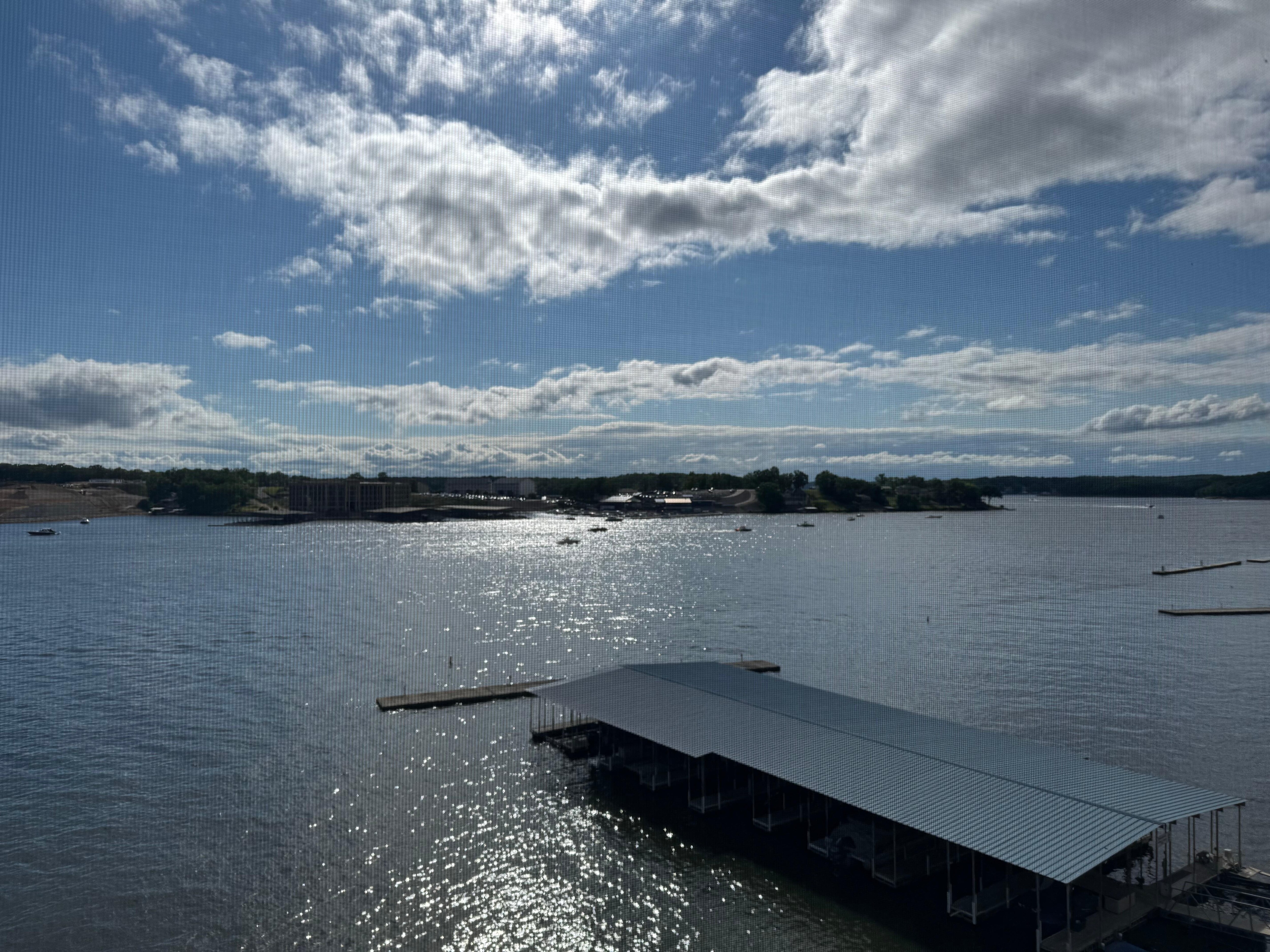 View from the patio deck of the property just before sunset. 