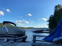 At the dock by the lake (a bit of a steep hill down, but not too far).