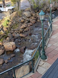 The same Big Thompson River flowing through Estes Park directly past the deck of the River Overlook Loft! We loved eating breakfast from this deck after our morning hikes!