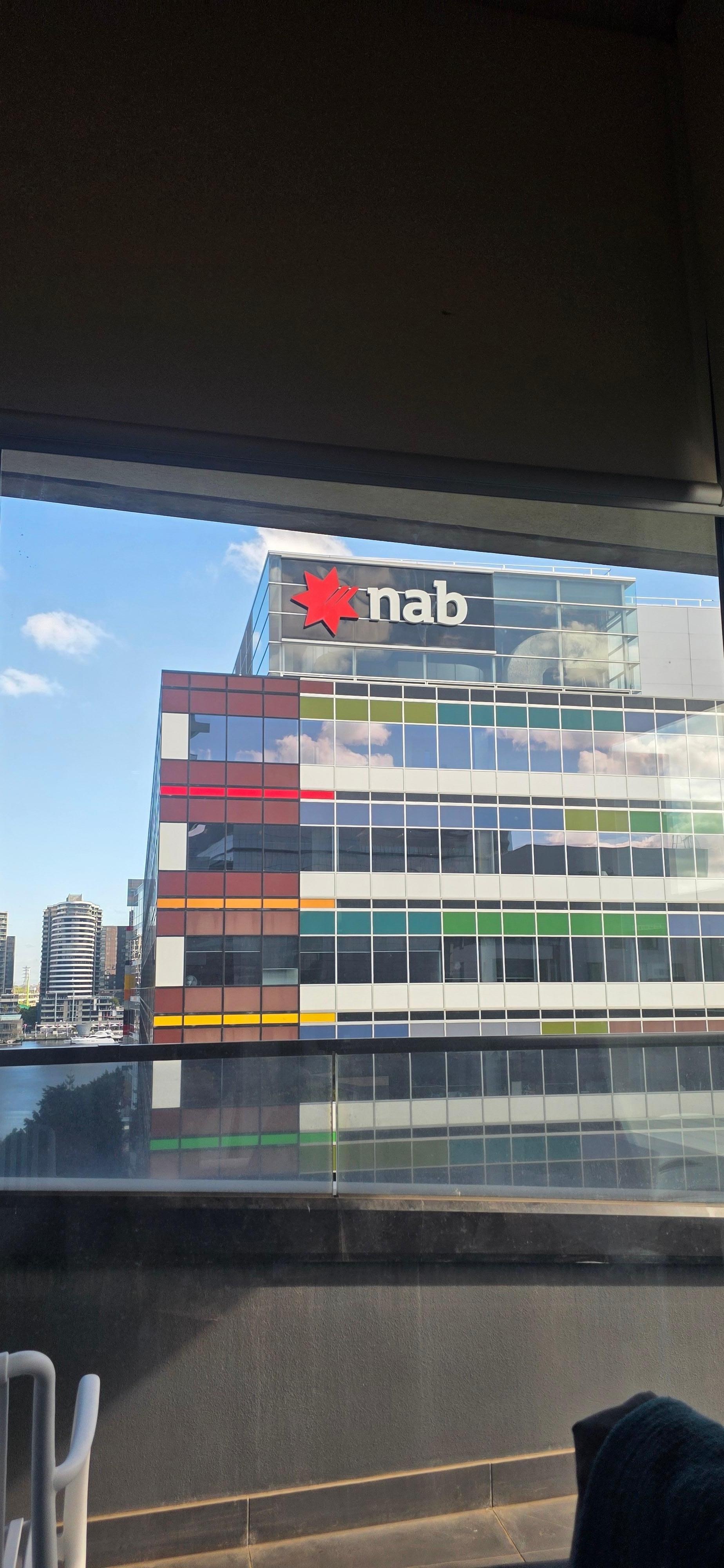 Looking out towards docklands wharf