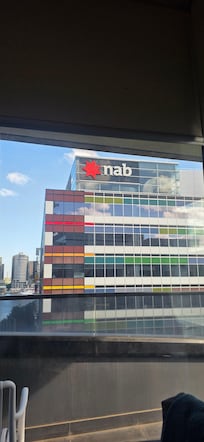 Looking out towards docklands wharf