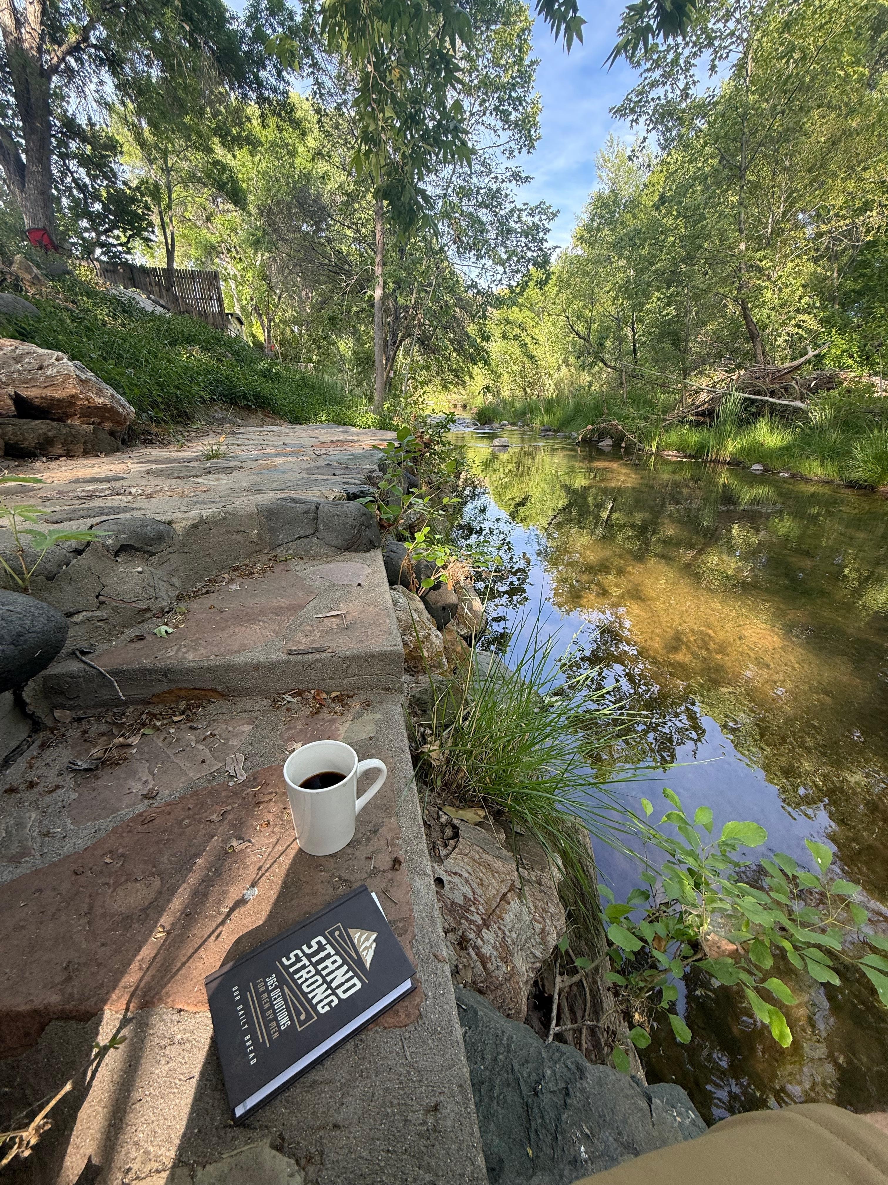 Morning coffee and peaceful reflection 