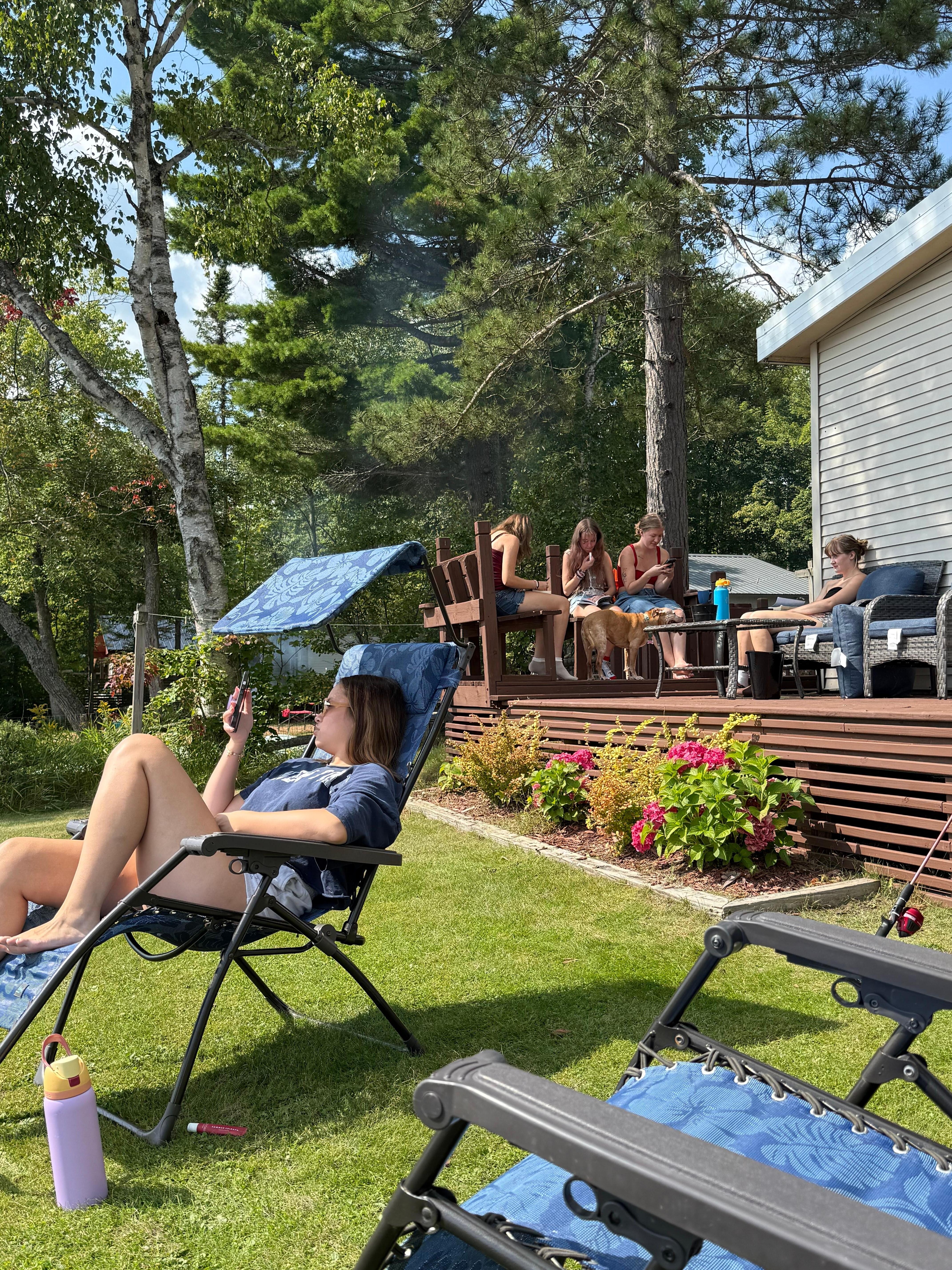 Our crew relaxing outside of Cabin #1