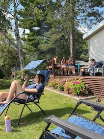 Our crew relaxing outside of Cabin #1