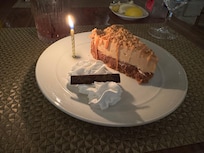 Complementary birthday dessert at dinner