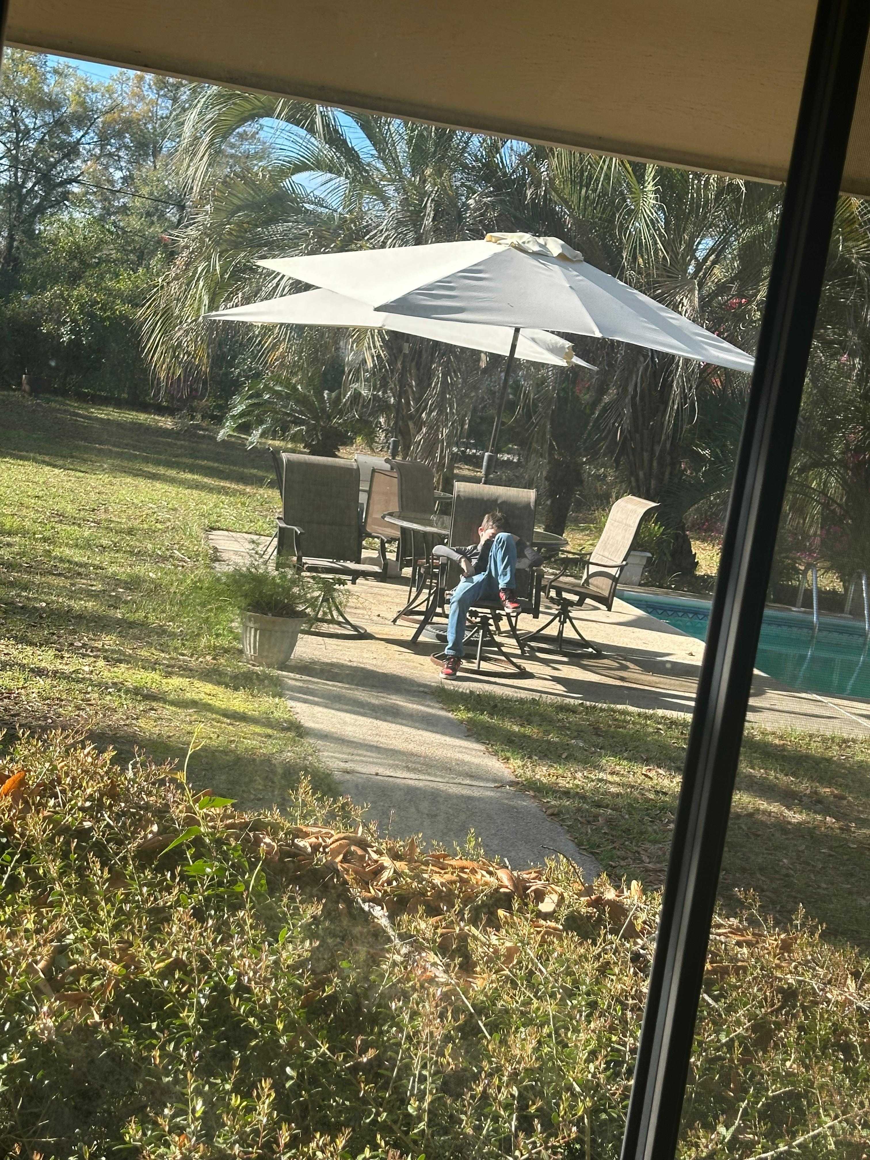 My son enjoying the one nice morning we had before the storm and cold temps came in. 