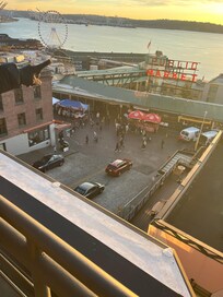 Roof top deck with multiple fireplaces & amazing bay views open nightly.