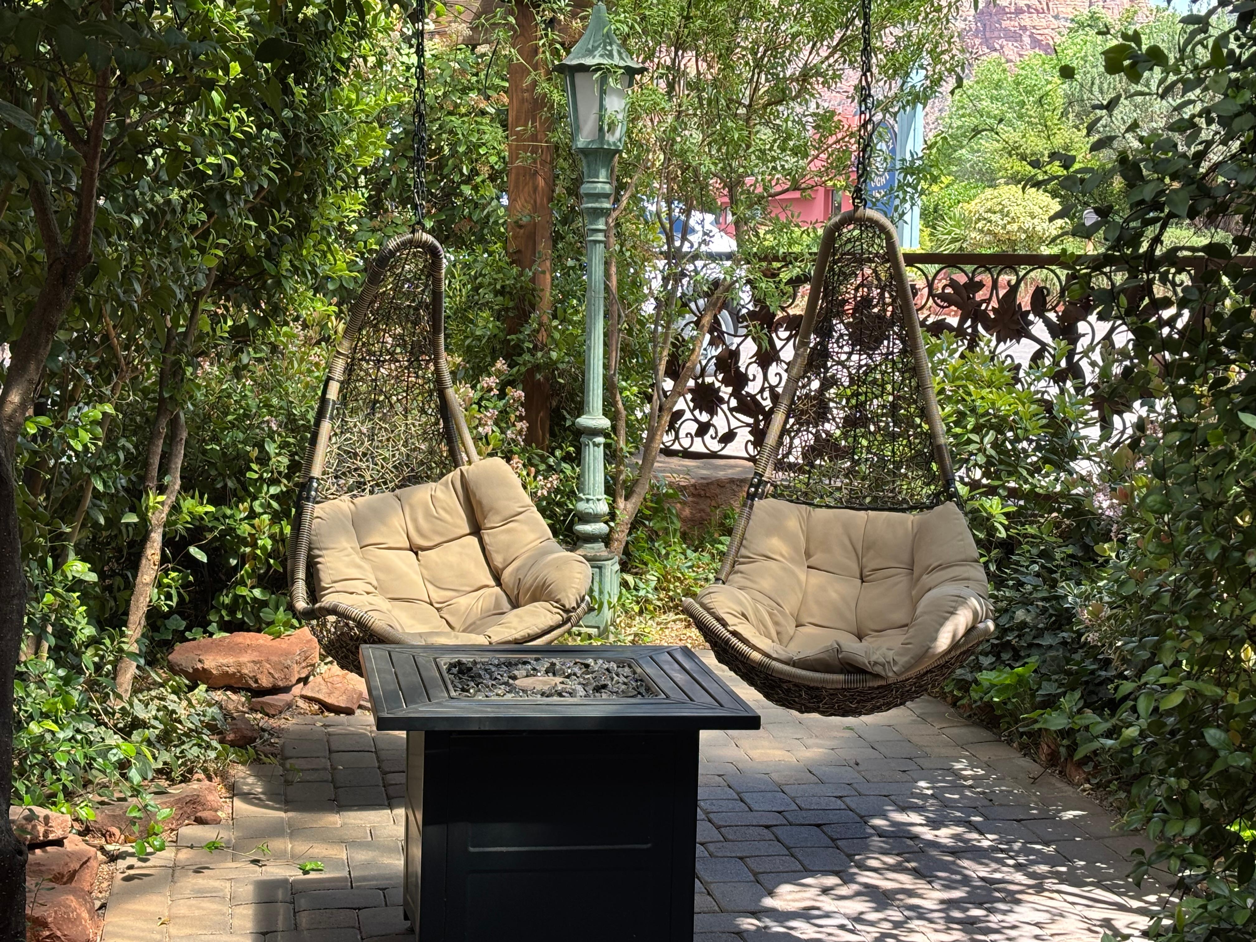 View from sitting area to room entrance.