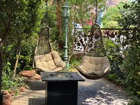 View from sitting area to room entrance.