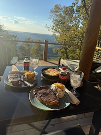 Our Steak Dinner on the last night . Look at that view ❤️