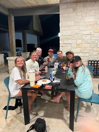 The back patio was perfect for game night too