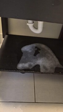 Sink leak that later kept leaking when we were out of our room and found the floor completely wet.