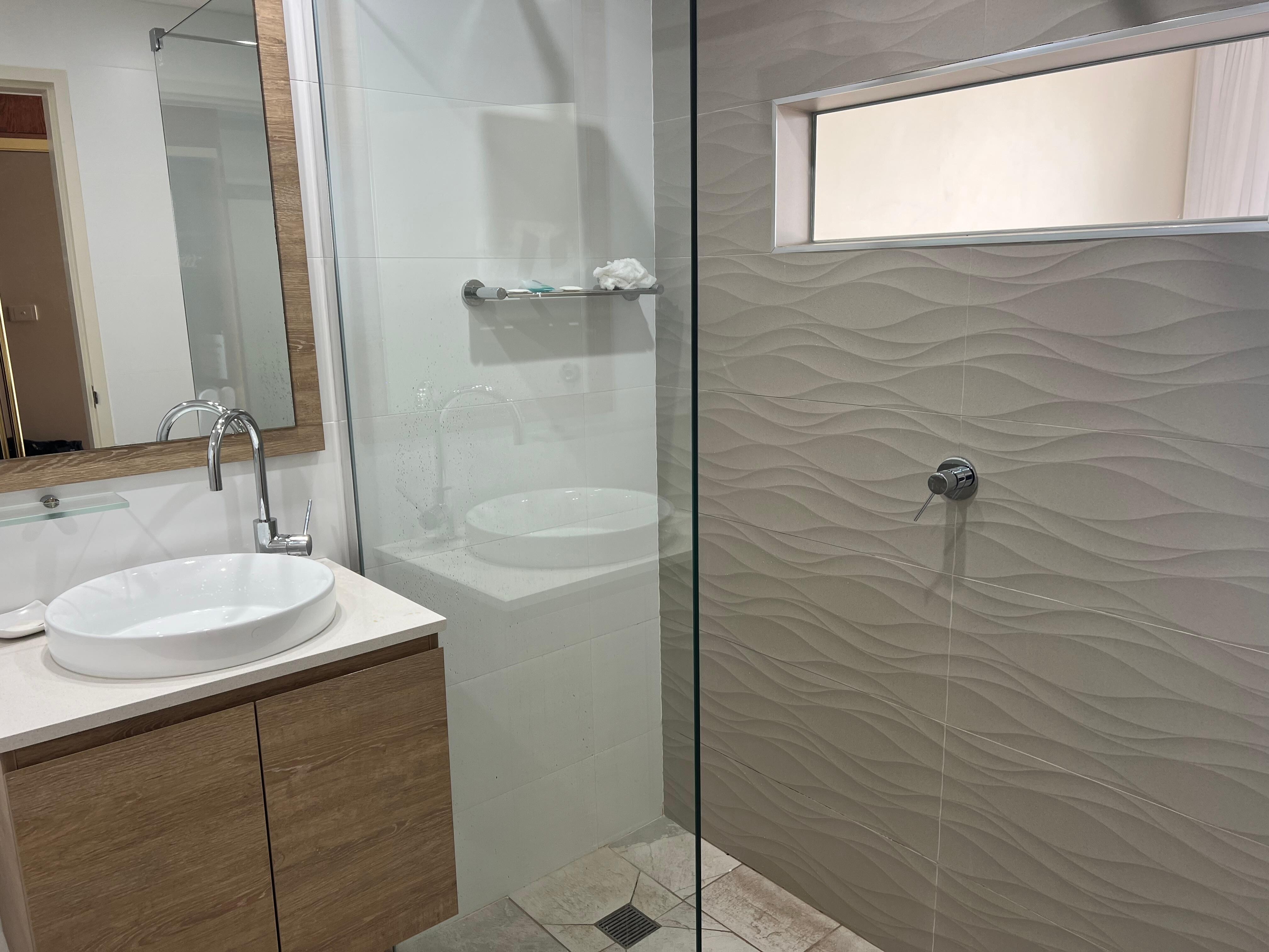 Bathroom. Cool window in shower that you can see view from. 