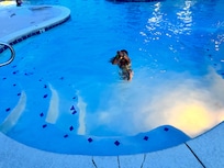 Out door pool at night