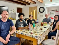 Some of the family in the kitchen