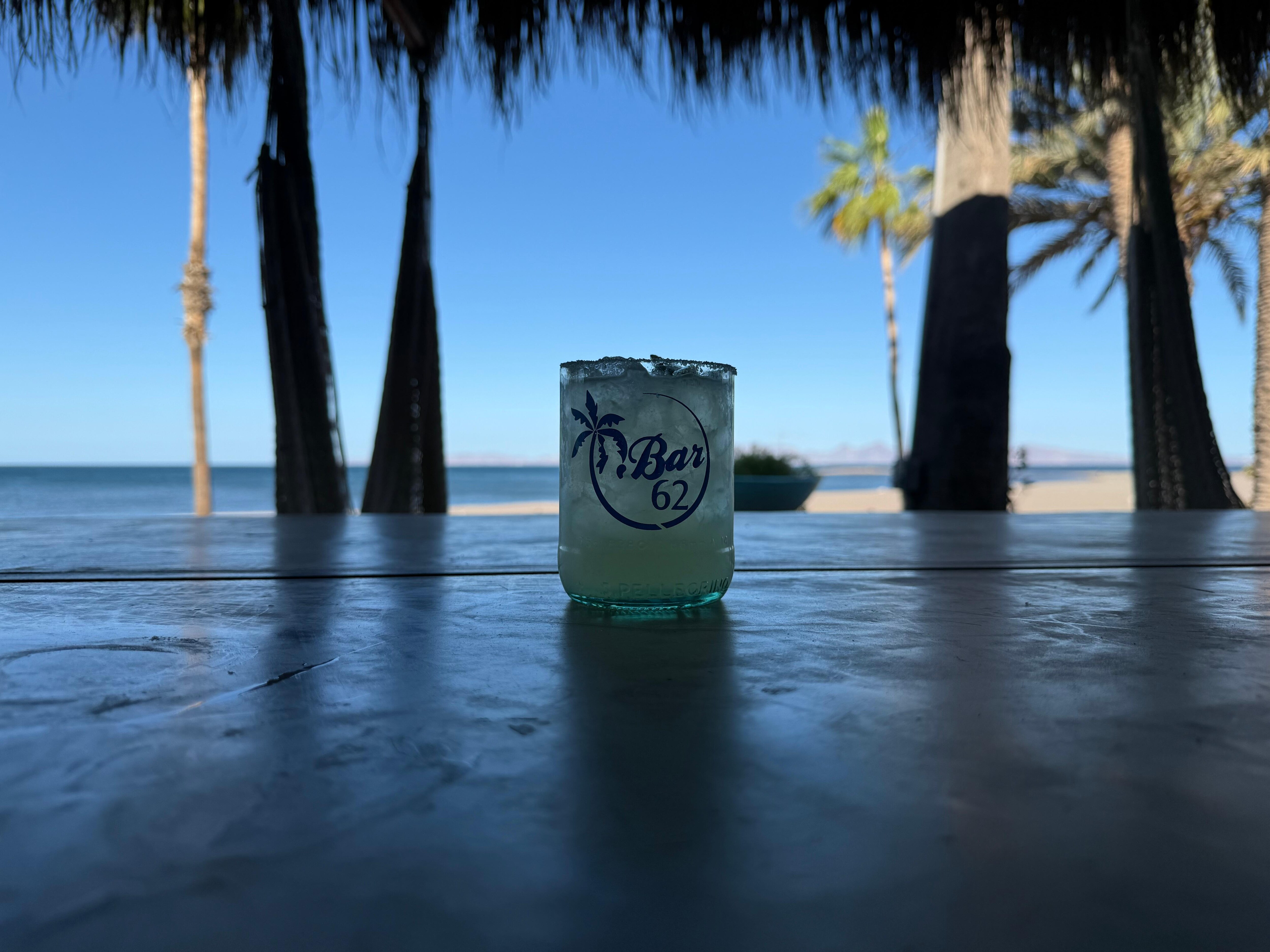 Sitting at the on site bar 