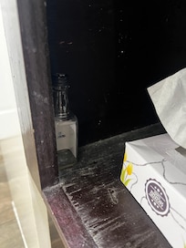 Found this alcohol bottle in the bathroom