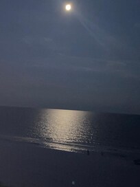 A moonlight view looking out over the Sea from our patio