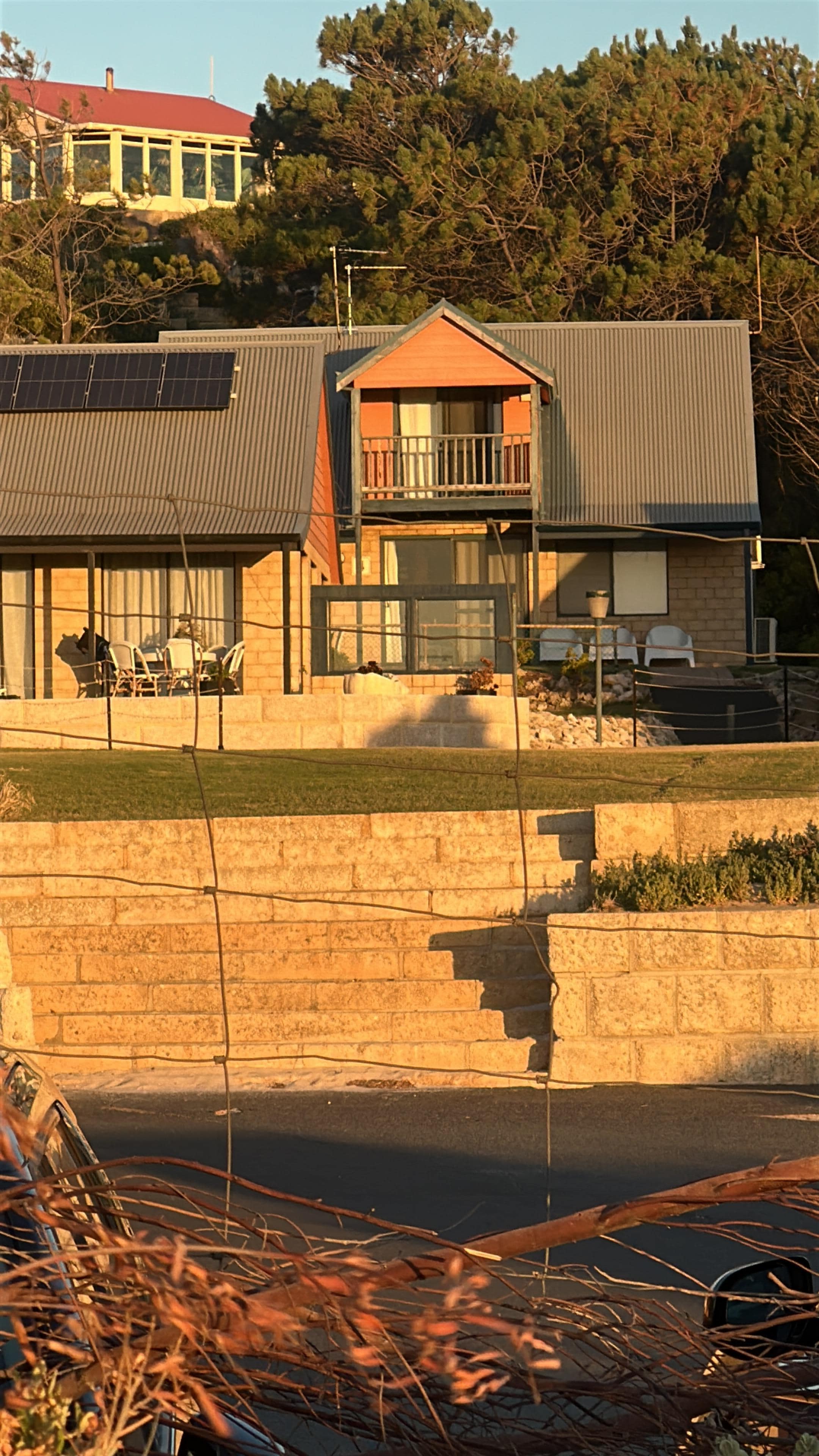 View of villa from beach