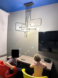 Awesome chairs and beautiful lighting.