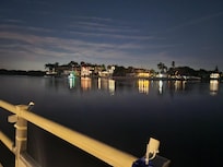 View at night from dock out back