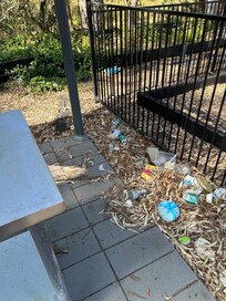 Rubbish around playground/bbq area