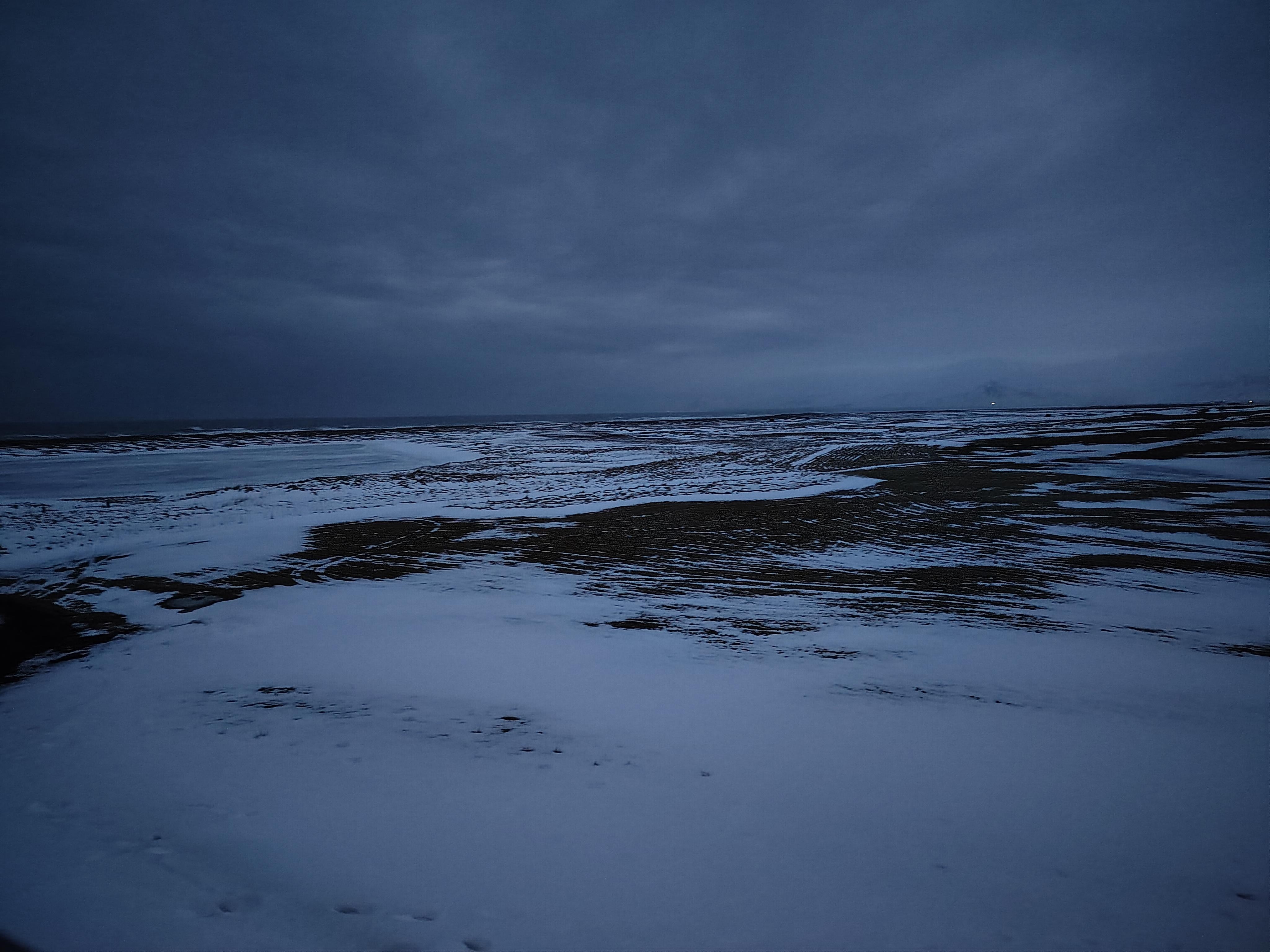 Ocean behind the hotel, early spring, evening 