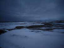 Ocean behind the hotel, early spring, evening