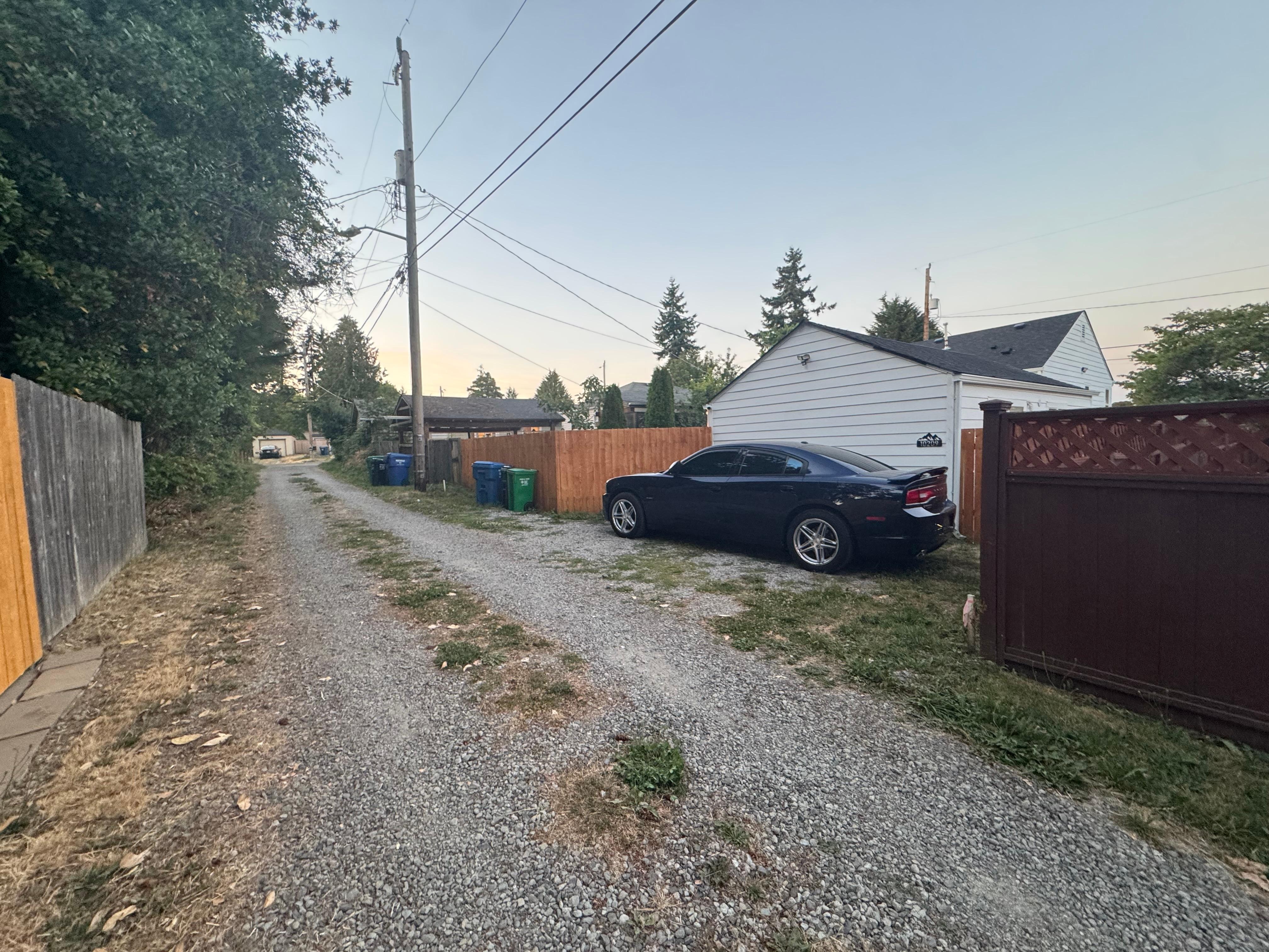 Parking out back on private drive closet to Air BnB 
(looking towards main road)