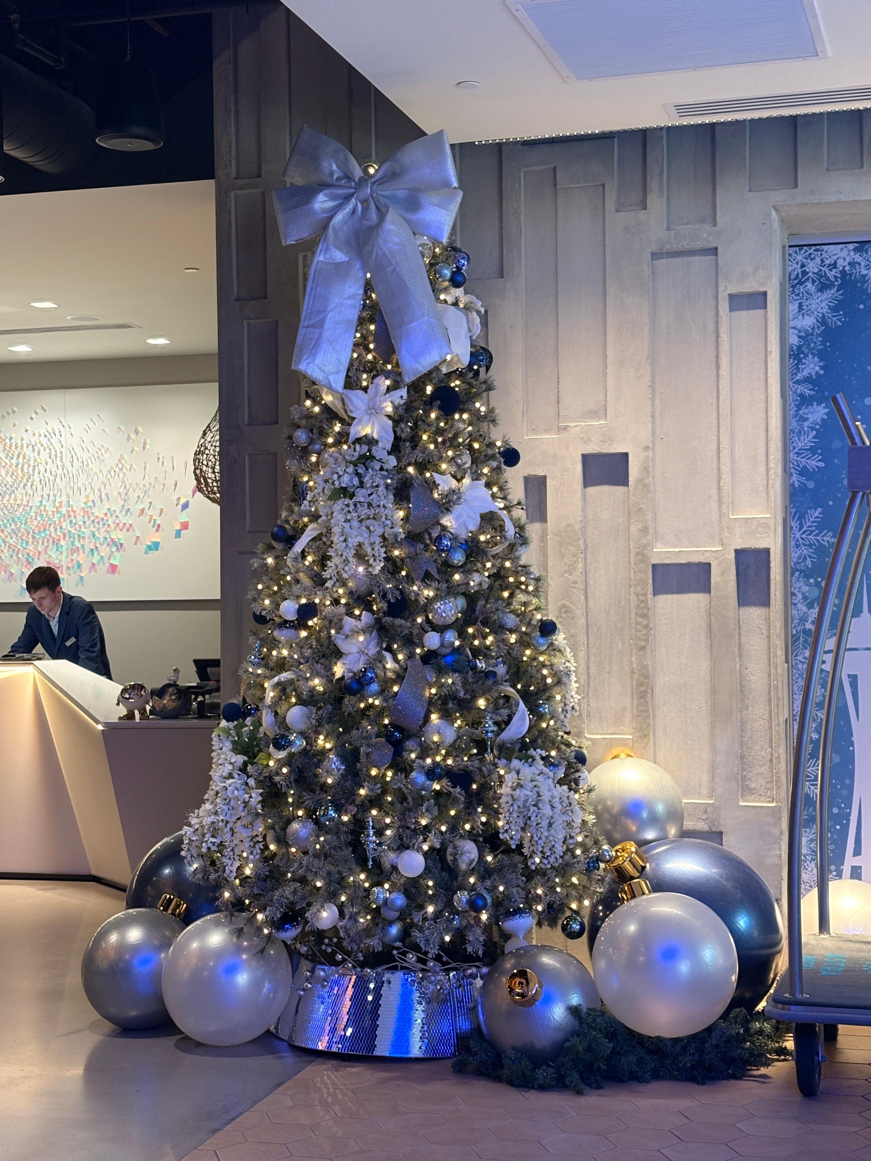 tree in lobby.