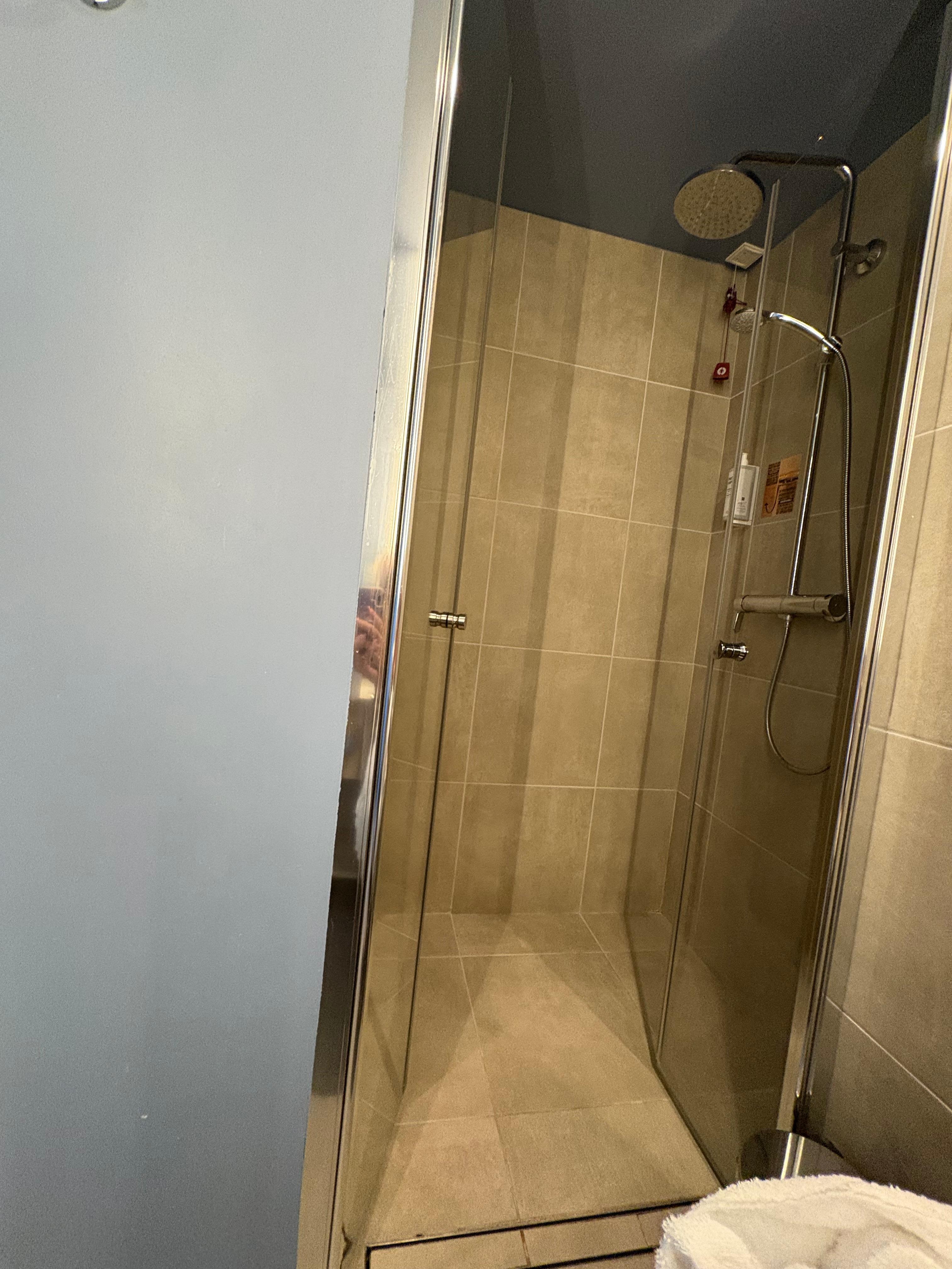 Shower can barely turn around and the water was never warm always on the cold side