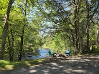 Fire pit overlooking creek