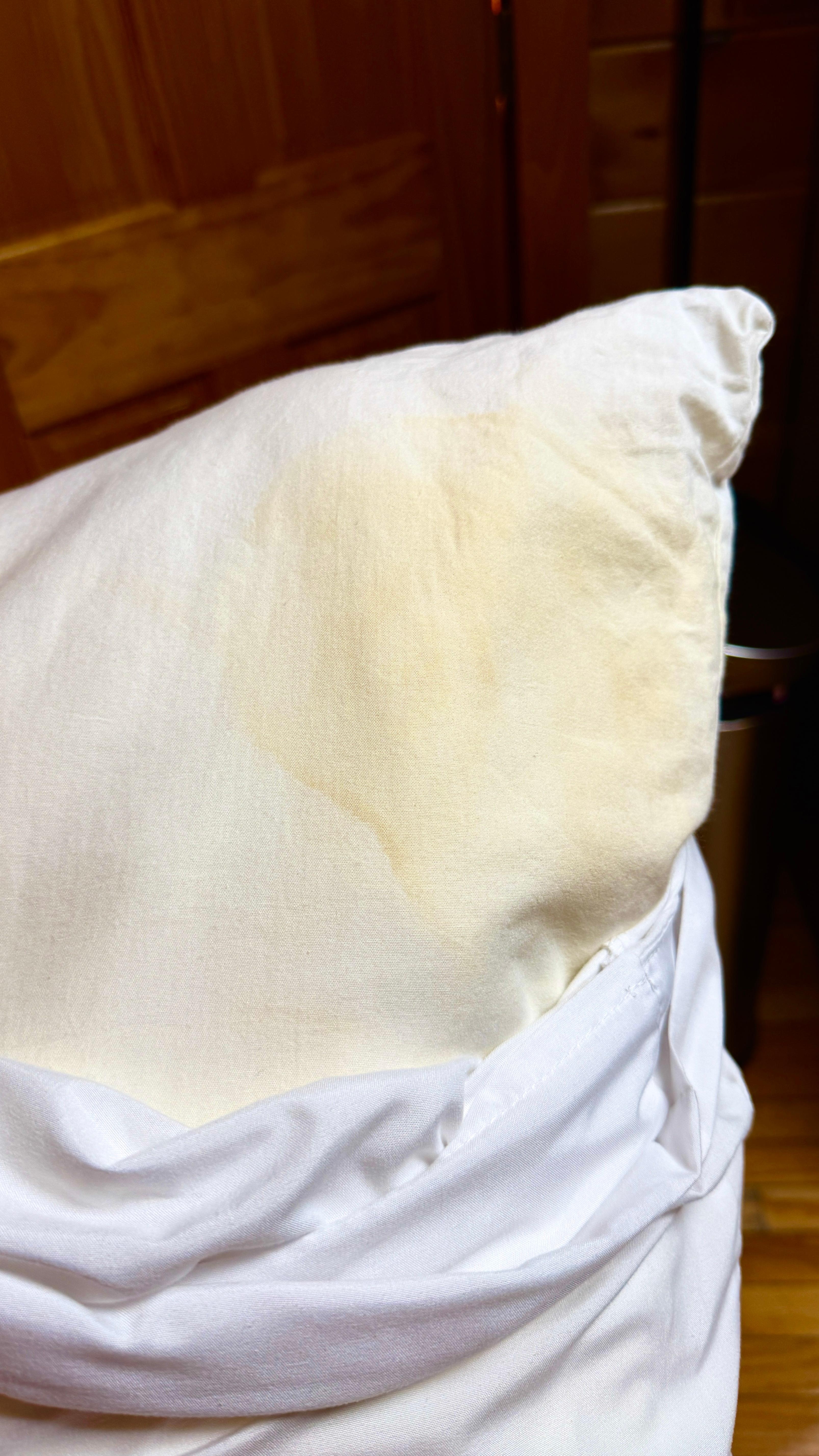 Stained pillow; most pillows had visible stains and were missing protective covers.