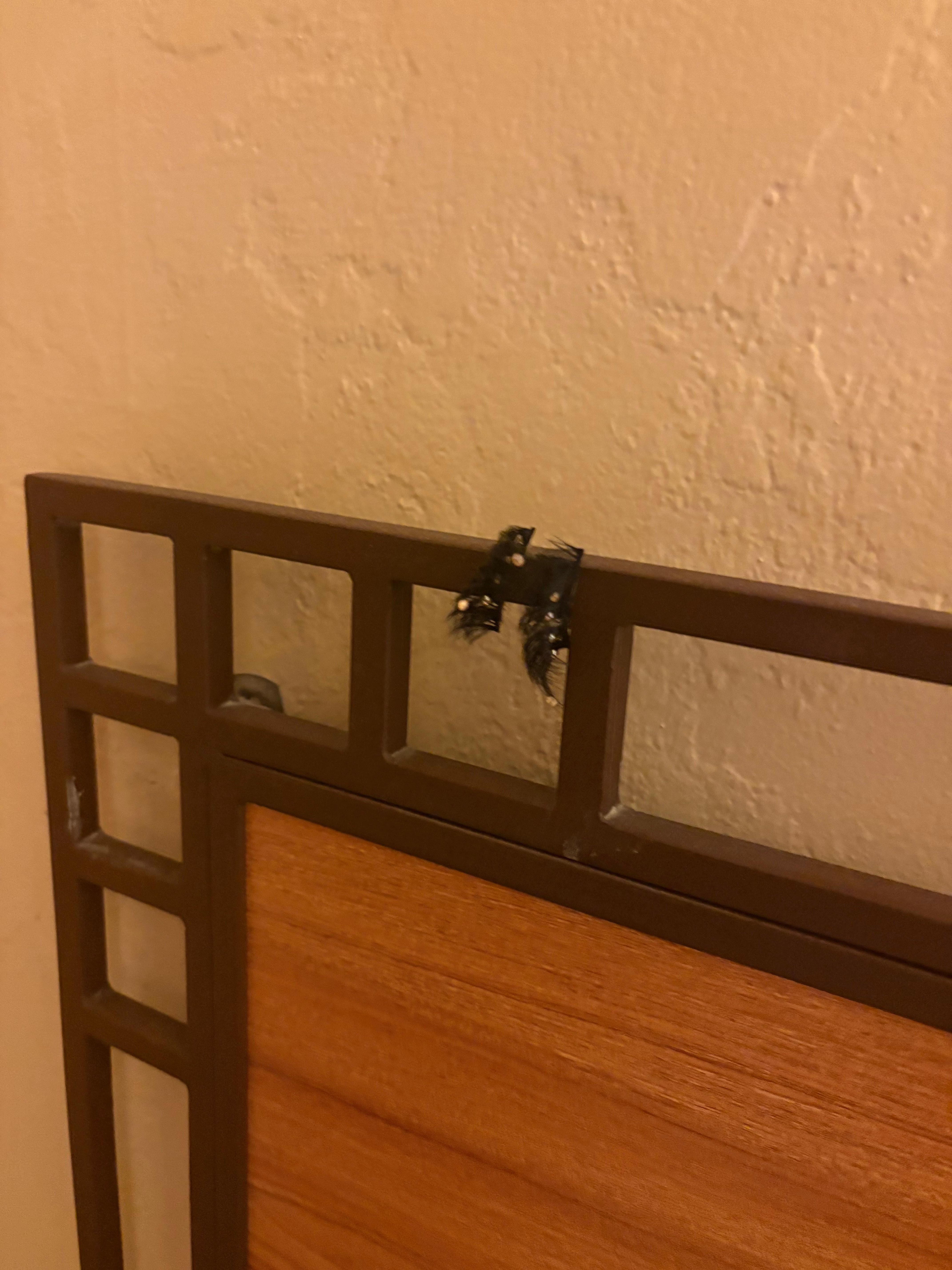 Found eyelashes stuck to the headboard of the bed.