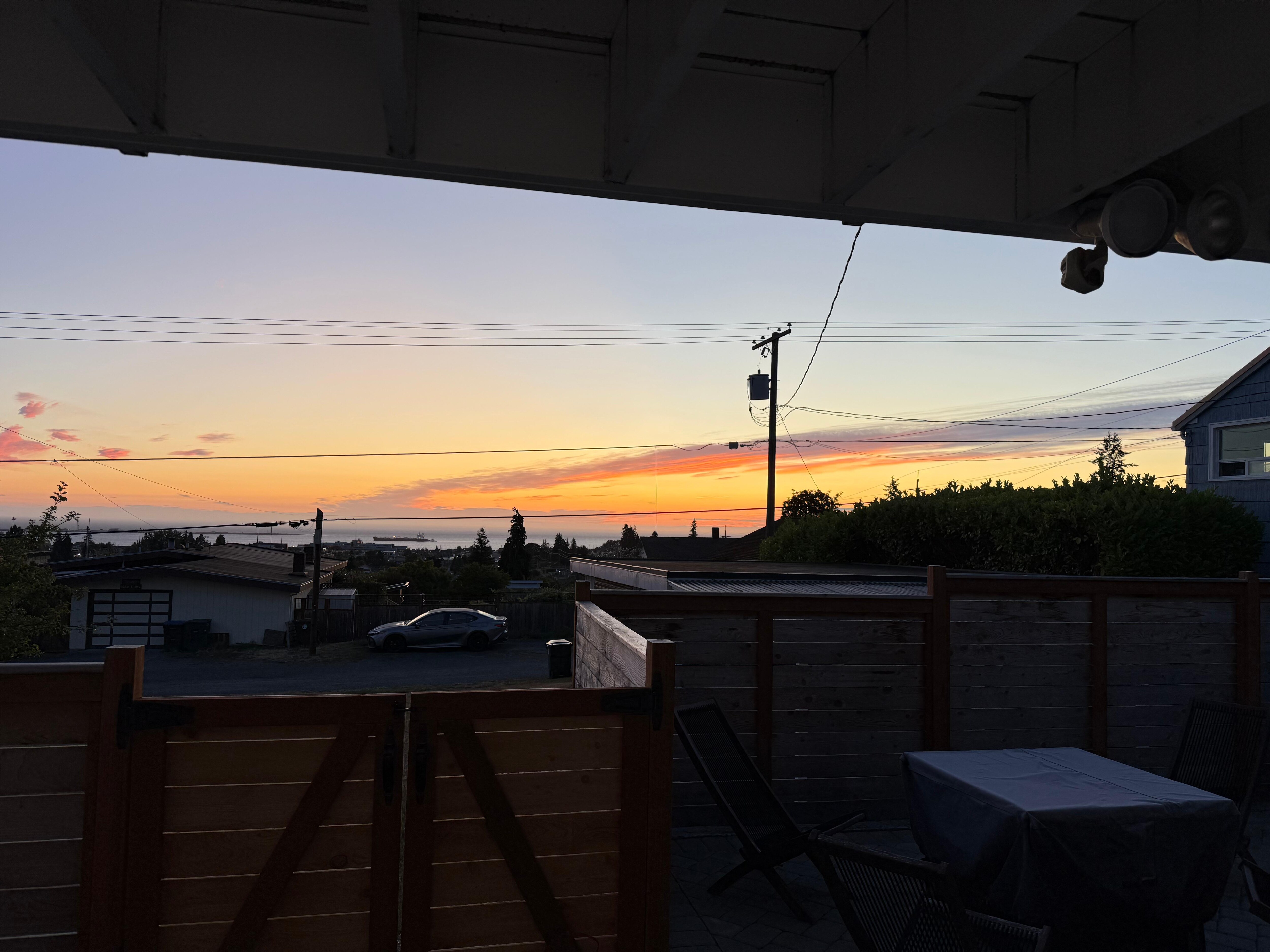 View of sunrise from lower patio